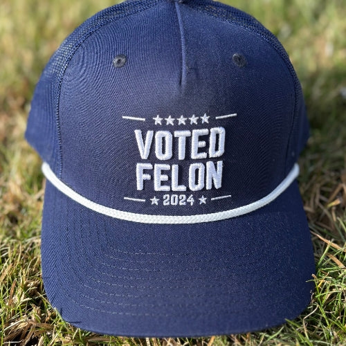 VOTED FELON  Trucker Navy Hat