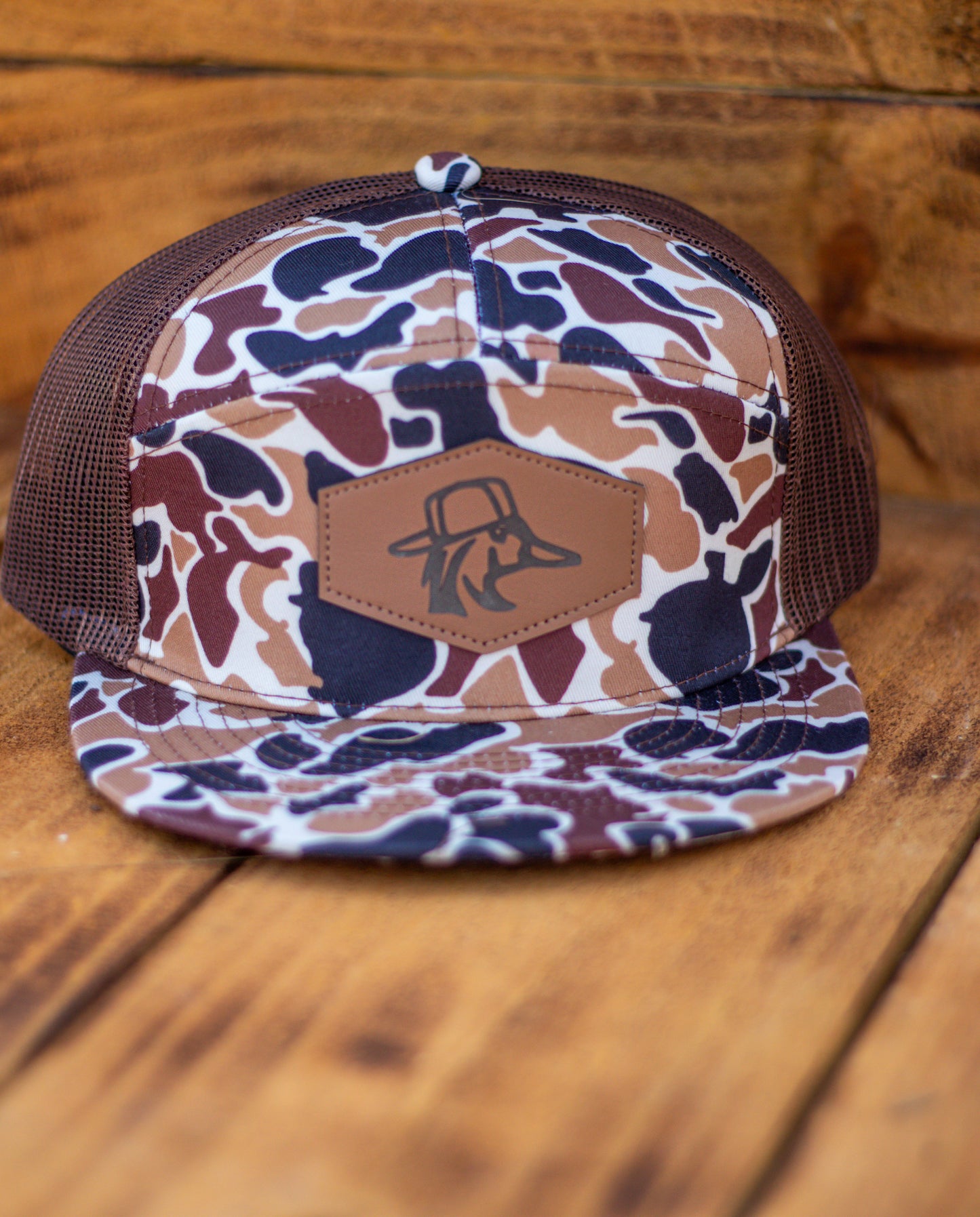 Duck Camo 7 Panel Hat. Woody