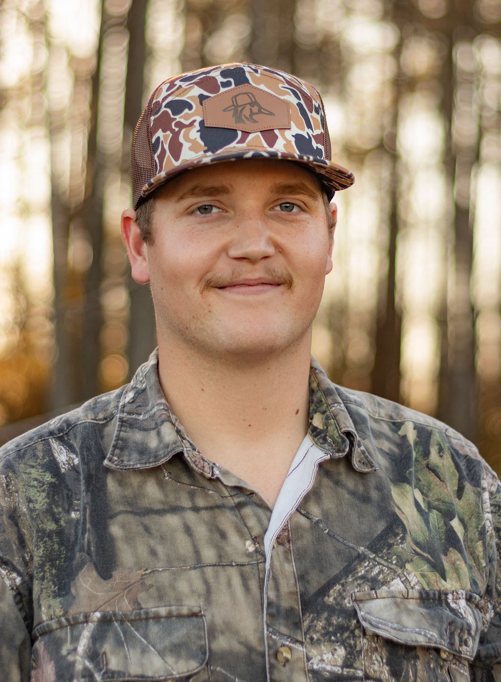 Duck Camo 7 Panel Hat. Woody